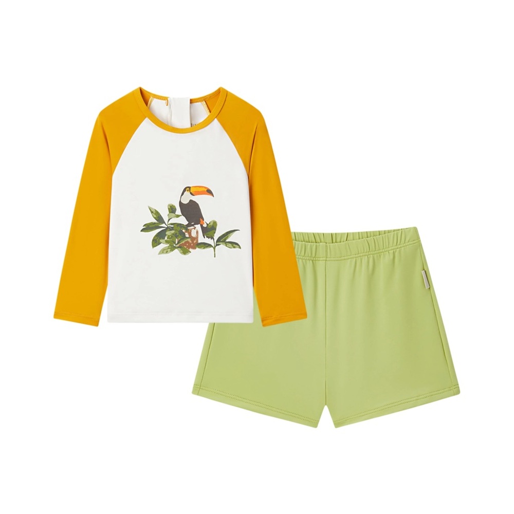 Milkbarn Island Toucan Long Sleeve Shirt & Trunks Swim Set